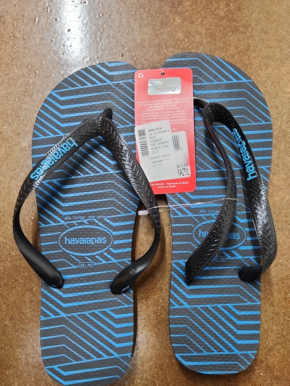 Havaianas Men's Black & Blue Flip Flops